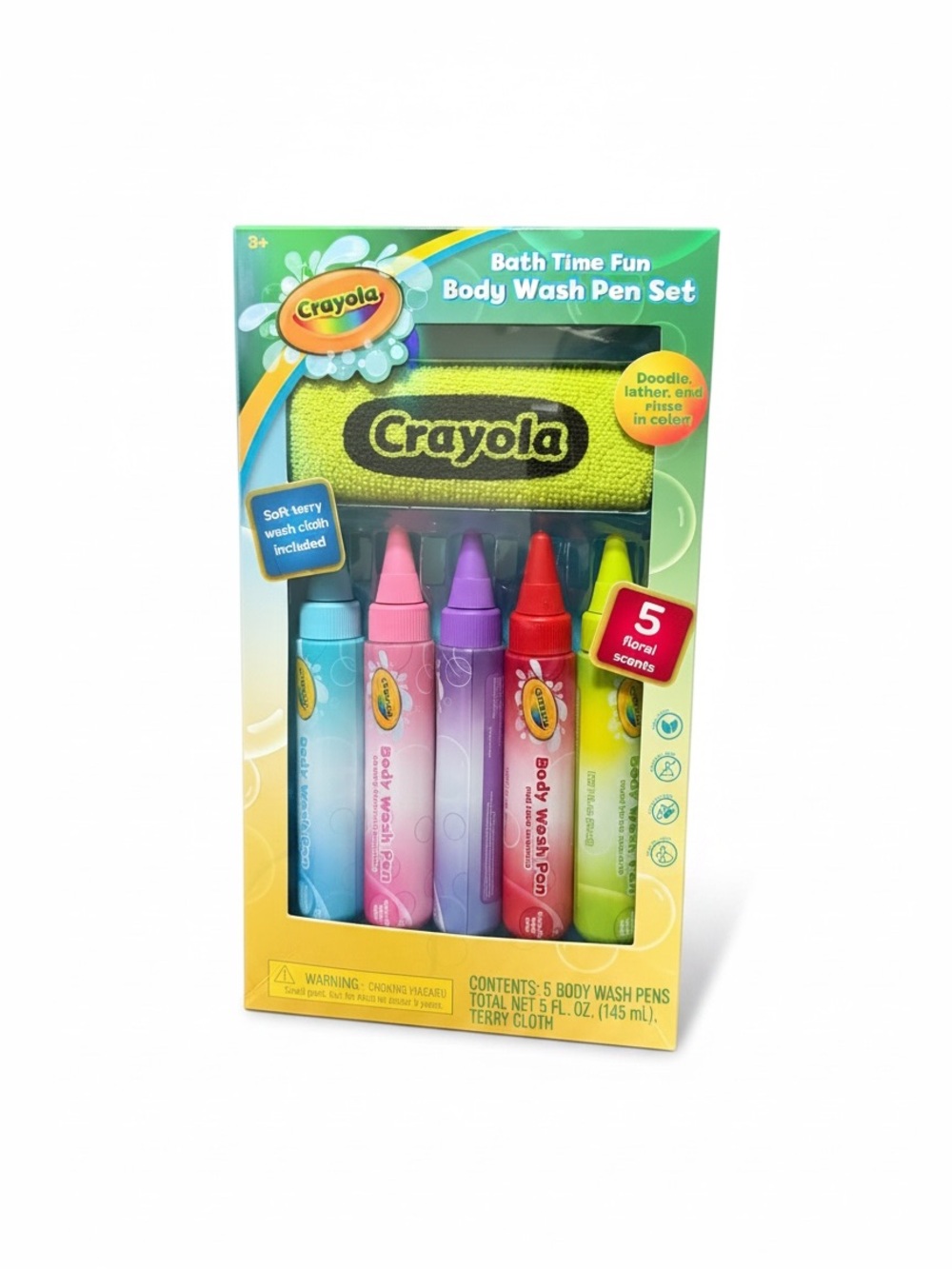 Crayola Multicolor Bath Time Body Wash Pen Set with Terry Cloth